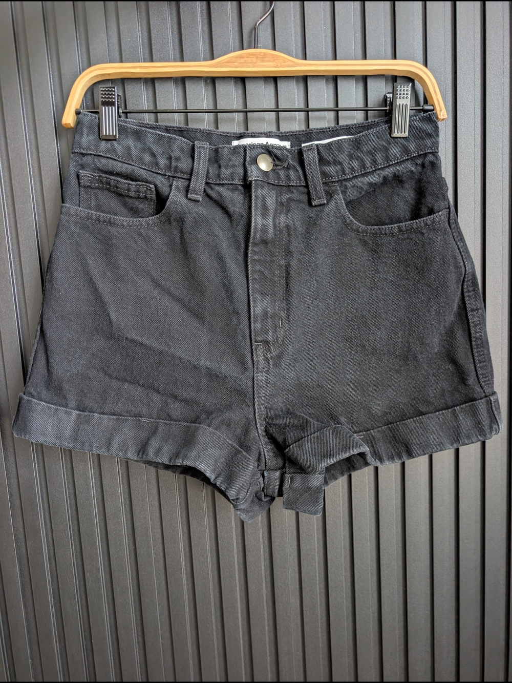 American Apparel The High Waisted Cuff Short | Black | Size 28